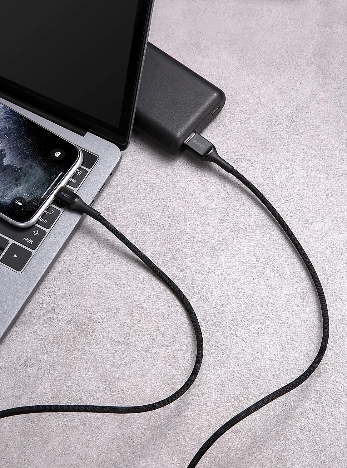 AUKEY CB-AKL1 Impulse Titan AI MFI USB A To Lightning Kevlar Cable 1.2M