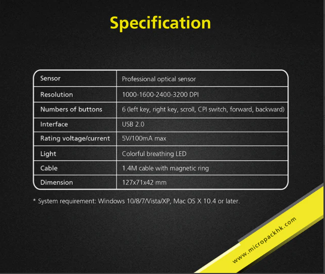 MICROPACK GM06 Wired RGB Gaming Mouse