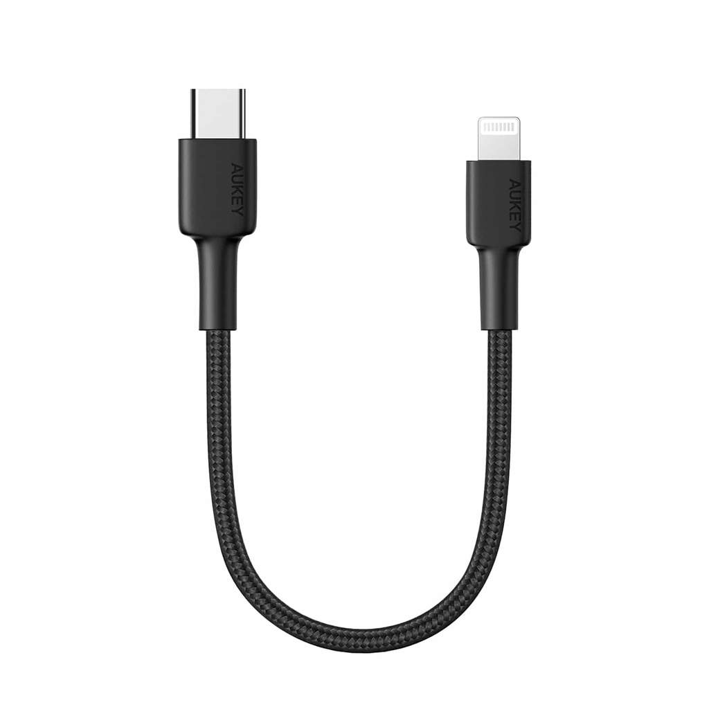 AUKEY CB-CL12 Braided Nylon USB-C to Lightning Cable (18cm/0.59ft)