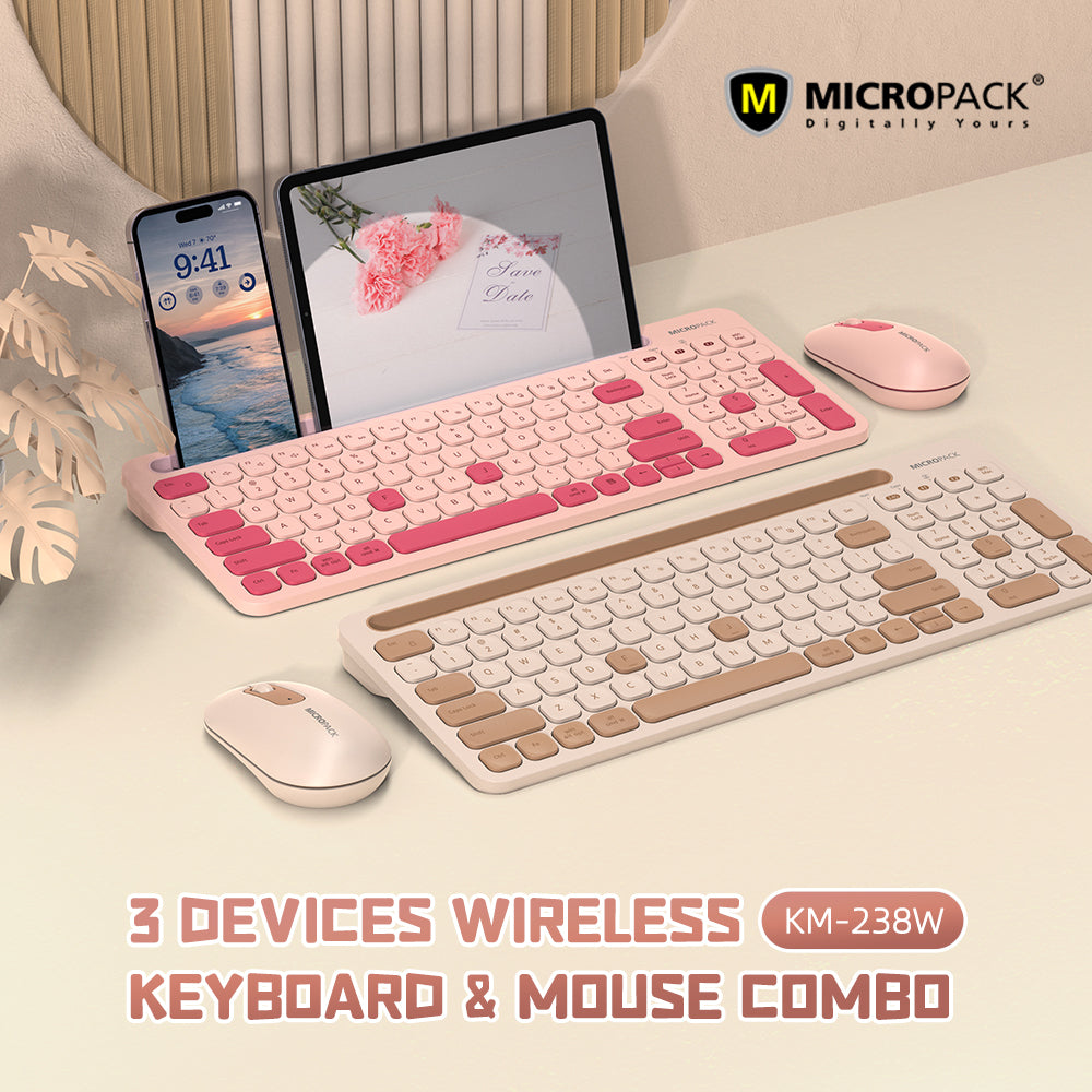 MICROPACK KM-238W Antibacterial Bluetooth Wireless Three Modes Keyboard Combo