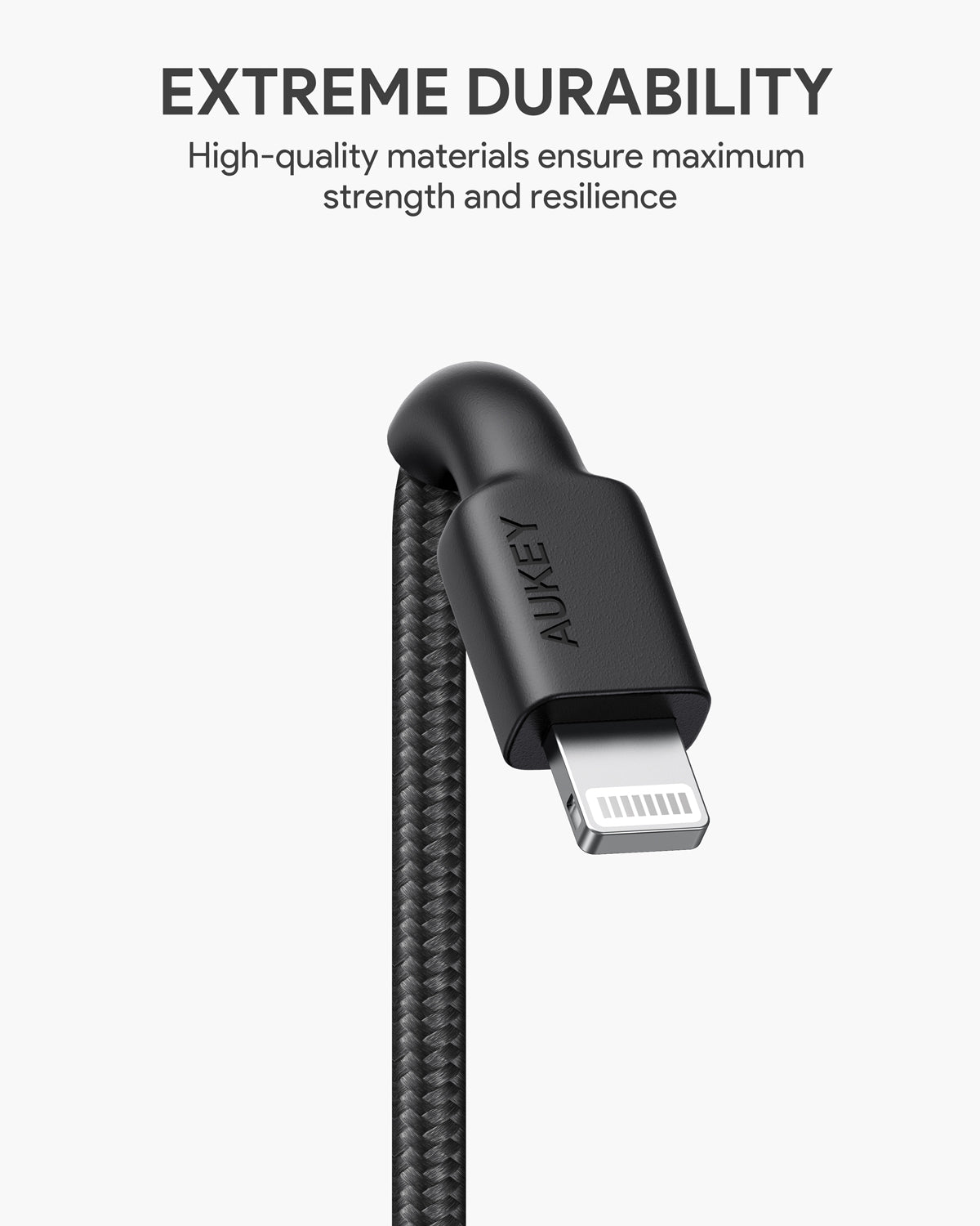 AUKEY CB-CL12 Braided Nylon USB-C to Lightning Cable (18cm/0.59ft)