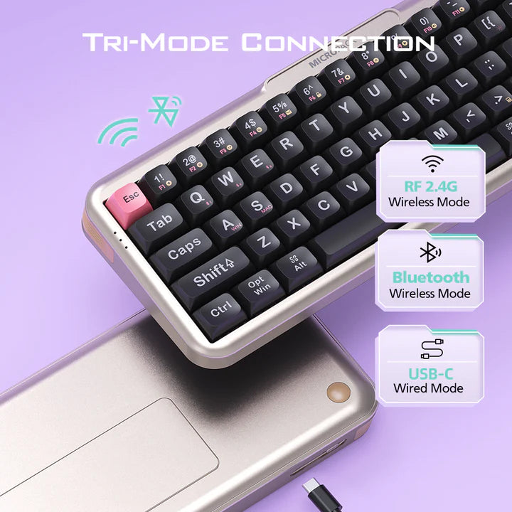 MICROPACK K-168W Rechargeable 2.4G Bluetooth Wireless Mechanical Keyboard