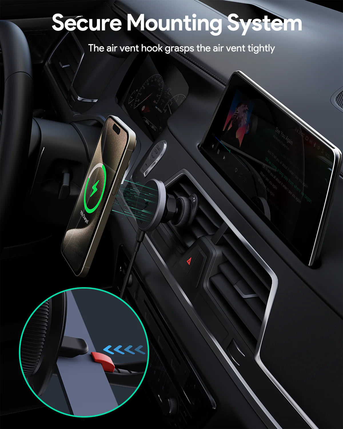 AUKEY HD-MC13 MagFusion Dash Qi2 Magnetic Fast Wireless Charging Phone Mount