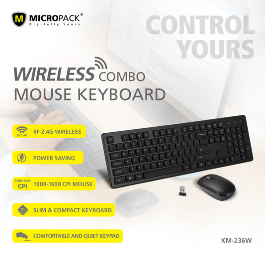 MICROPACK KM236W Wireless Mouse and Keyboard Combo