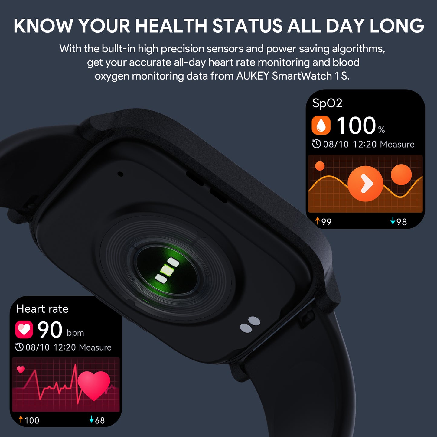 AUKEY SW-1S Smartwatch Fitness Tracker with 10 Sport modes tracking