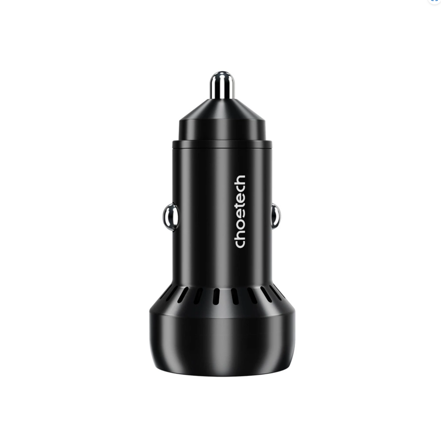 CHOETECH TC0014 USB-C USB-A PD 60W car charger with LED backlight - black