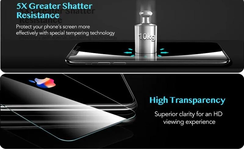 ESR 10KG Tempered Glass Screen Protector for iPhone XS or X - Clear